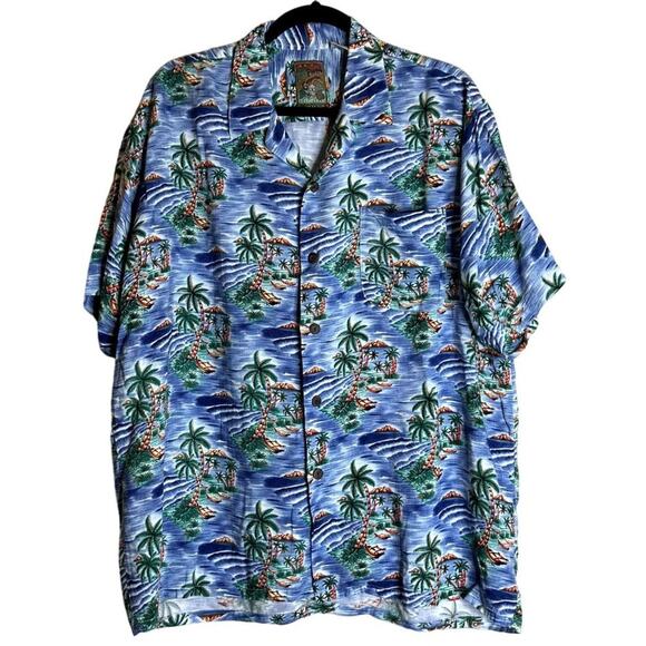Vintage Pineapple Connection Shirt Men Medium Multi Palm Tree Collared Button-Up - Picture 1 of 10